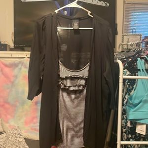 Faded Glory black/white  3X dress tank top w over jacket